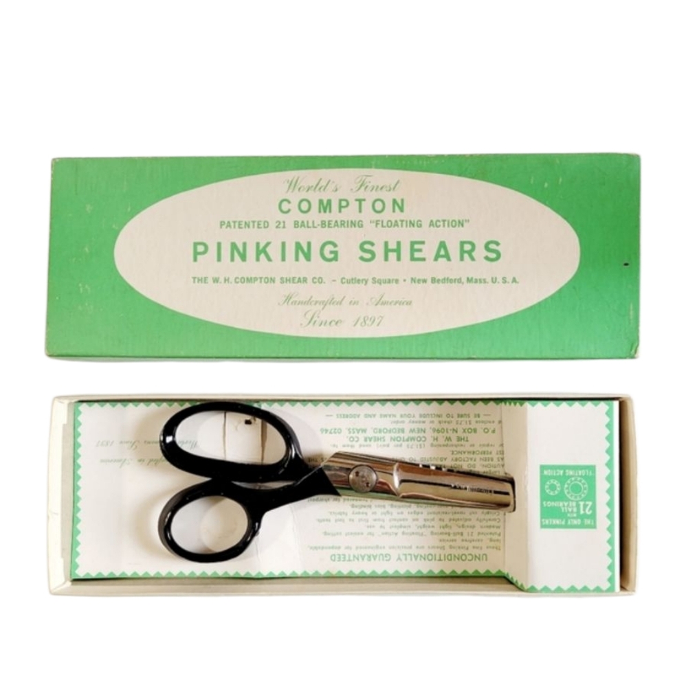 Vintage Compton Ball Bearing Floating Action Pinking Shears Handcrafted In USA